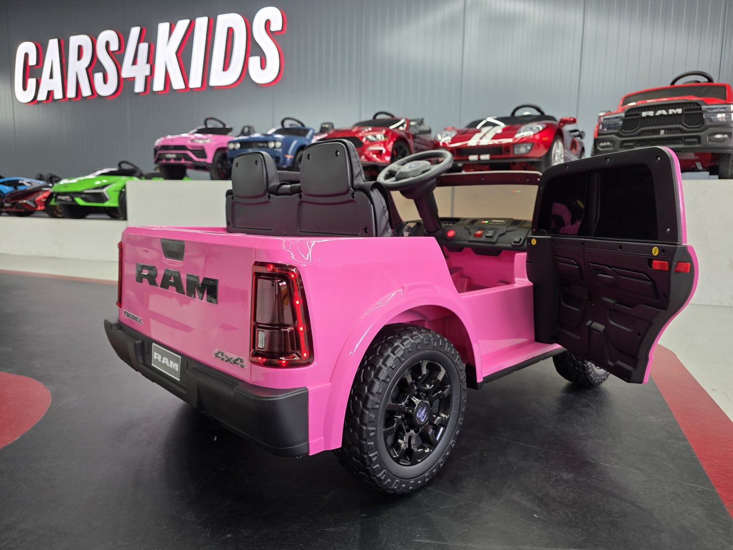 Batteridriven Dodge RAM barnbil 12 volt rosa